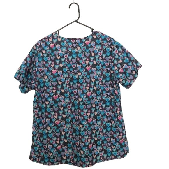 Beverly Hills Uniforms Women’s Printed Scrub Top Hearts - L - Picture 4 of 5
